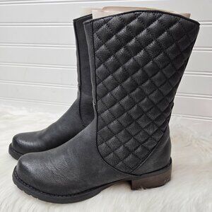 LUICHINY Women's MARCH N ON Quilted Calf Vegan Leather Boots Size 5 Black